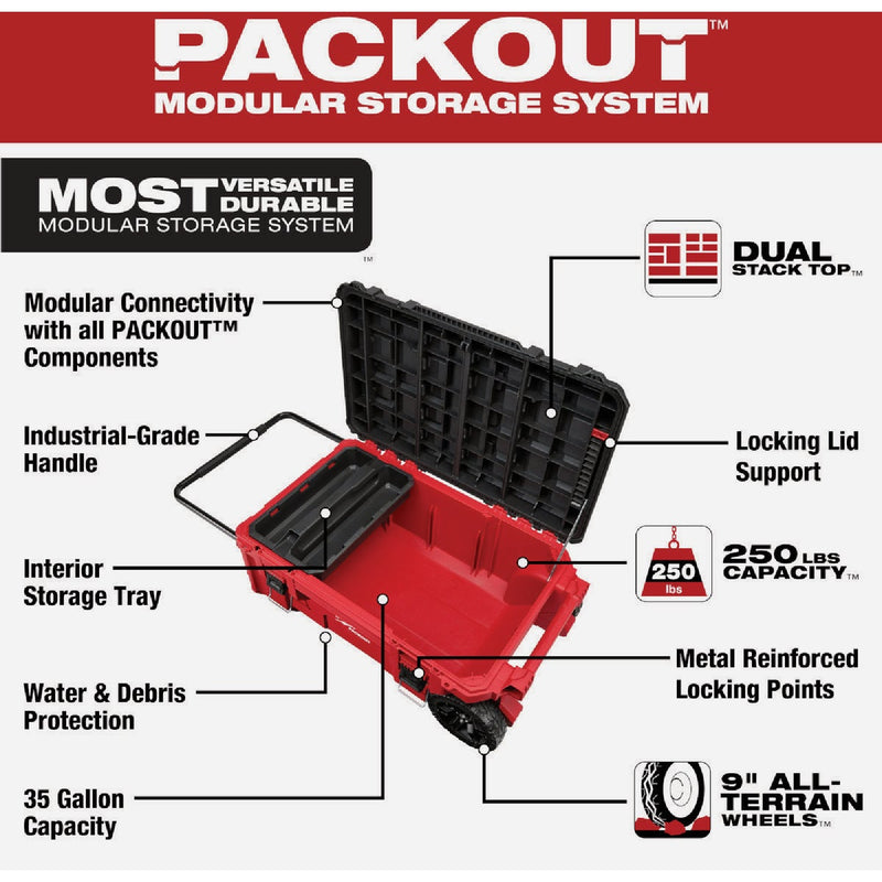 Milwaukee PACKOUT Dual Stack Top Rolling Tool Chest, 250 Lb. Capacity