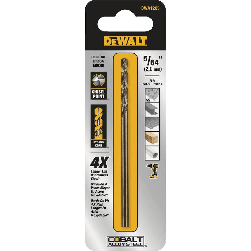 DEWALT 5/64 In. Cobalt Steel Drill Bit