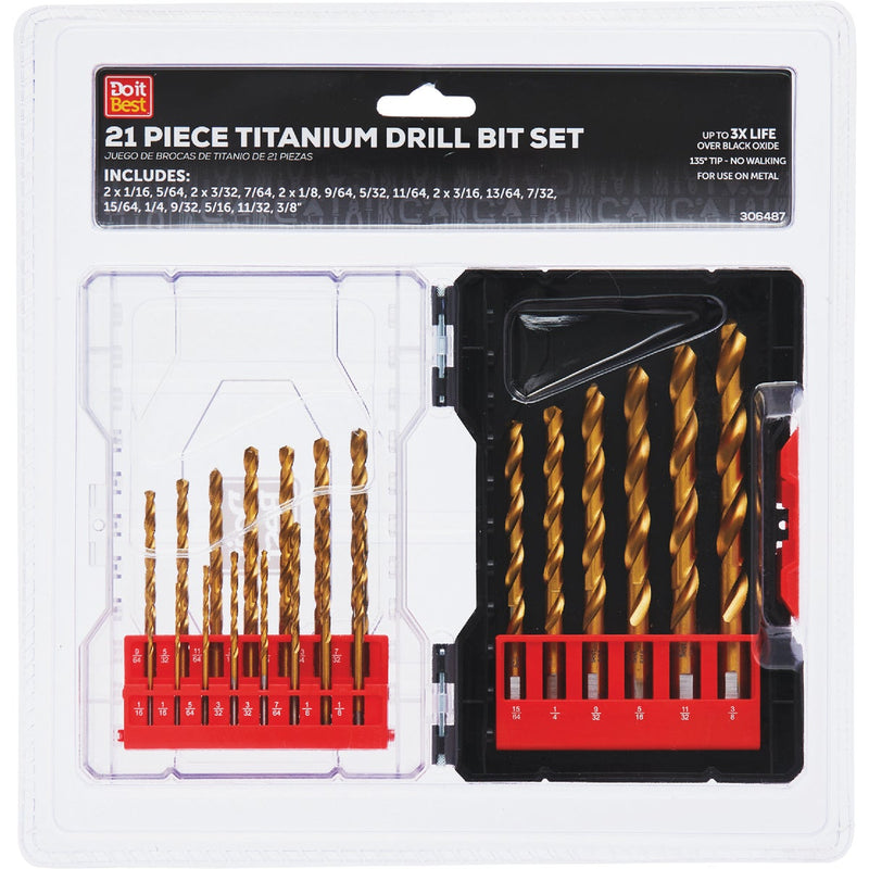 Do it Best 21-Piece Titanium Drill Bit Set, 1/16 In. thru 3/8 In.