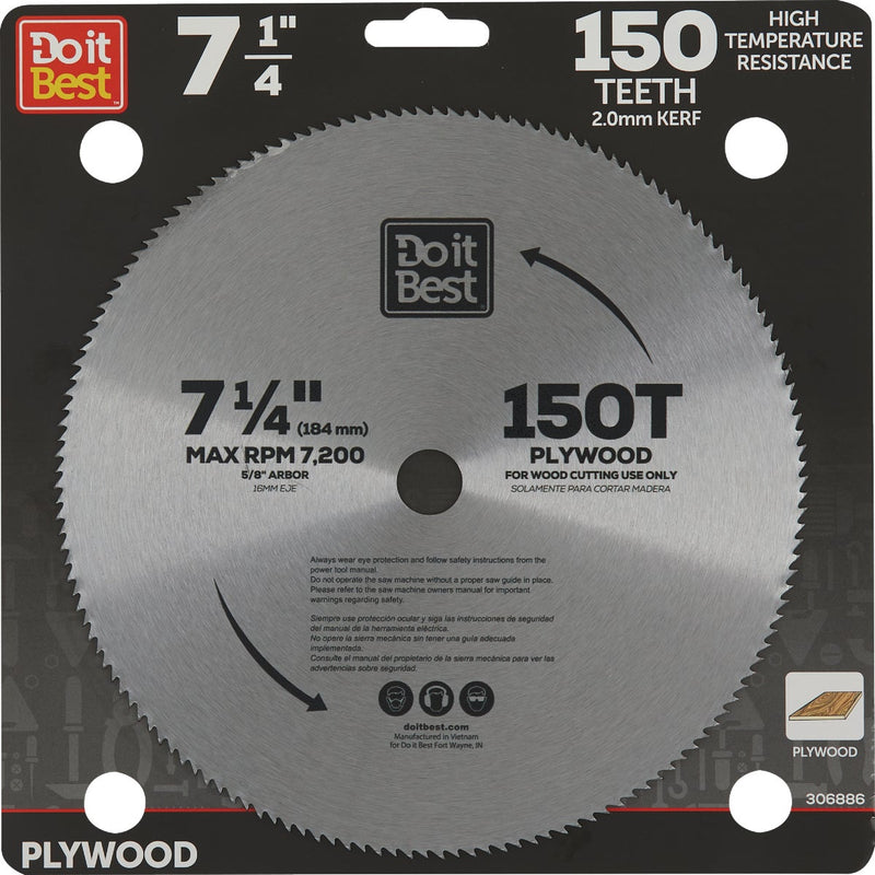 Do it Best  7-1/4 In. 150-Tooth Plywood Circular Saw Blade