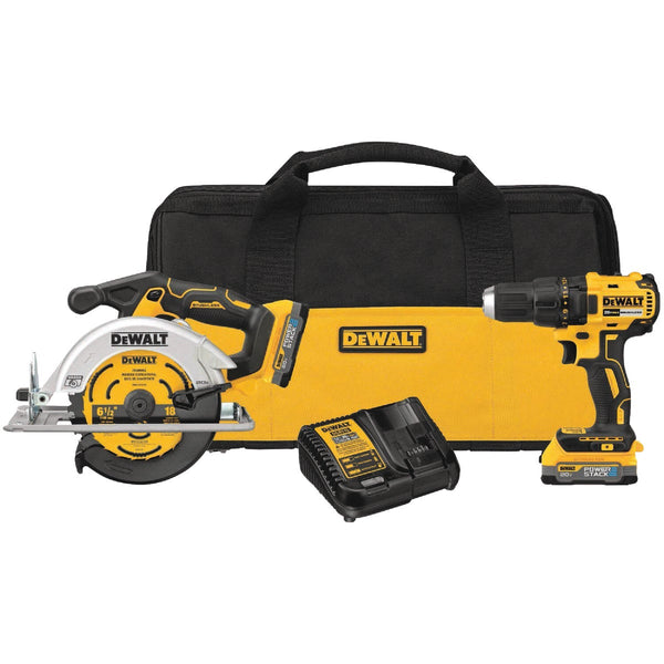 DEWALT 20V MAX 2-Tool Brushless Cordless Compact Drill/Driver & Circular Saw Tool Combo Kit with (2) 1.7 Ah POWERSTACK Batteries & Charger