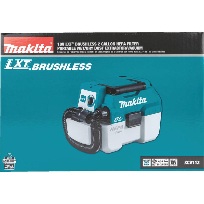 Makita 18 Volt LXT 2 Gal. Lithium-Ion Brushless Cordless Wet/Dry Vacuum (Tool Only)