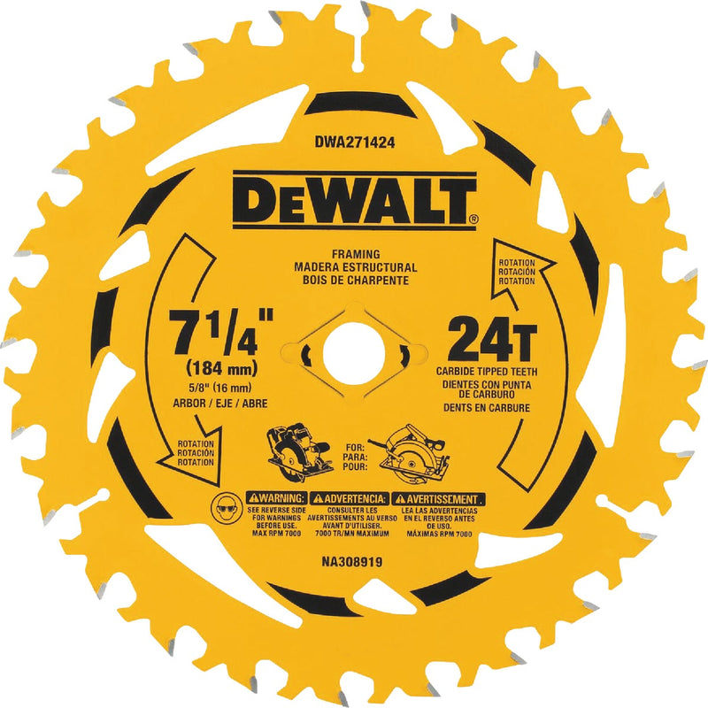 DEWALT ToughTrack 7-1/4 In. 24-Tooth Framing Circular Saw Blade