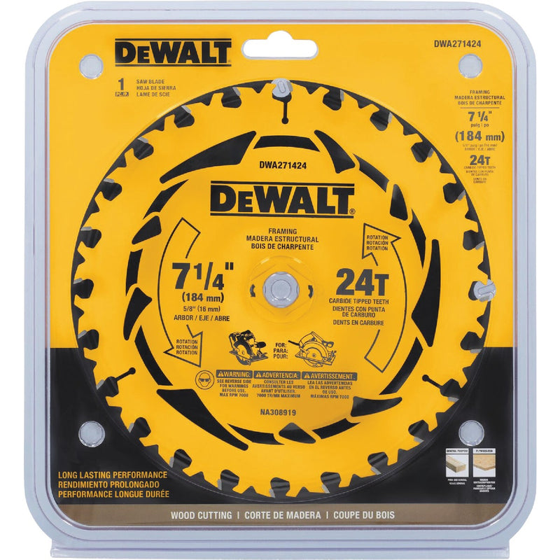 DEWALT ToughTrack 7-1/4 In. 24-Tooth Framing Circular Saw Blade