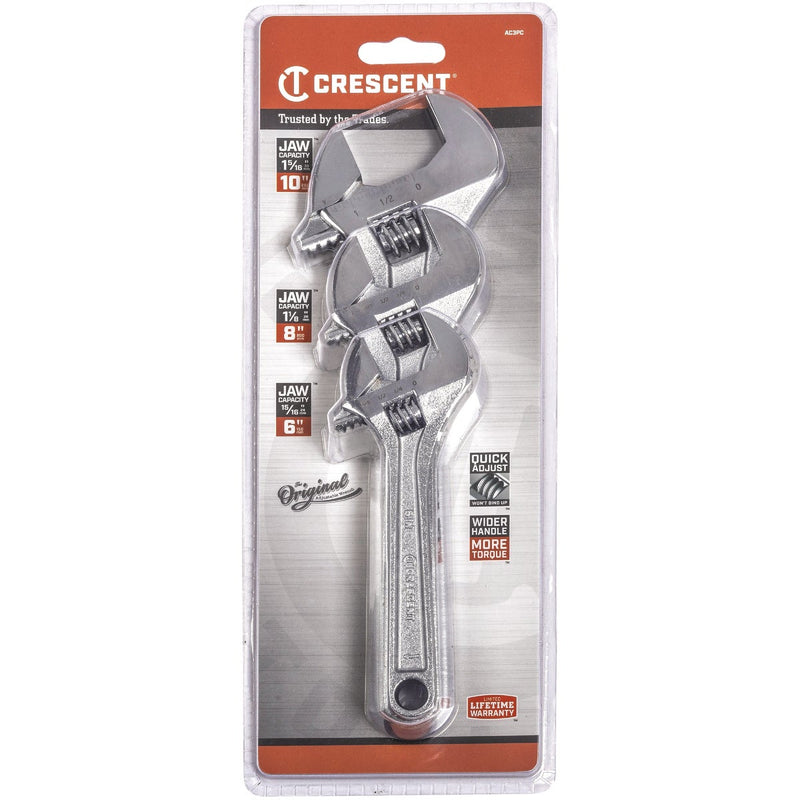 Crescent 6 In., 8 In., 10 In. Adjustable Wrench Set (3-Piece)