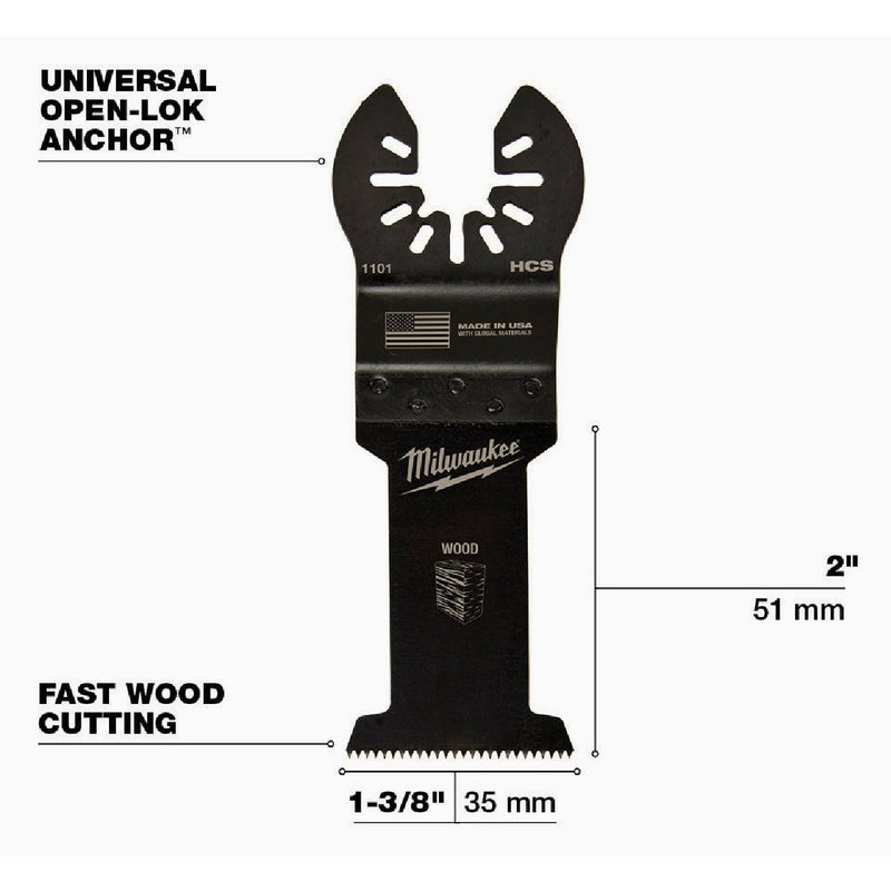 Milwaukee OPEN-LOK 1-3/8 In. HCS Wood Oscillating Blade