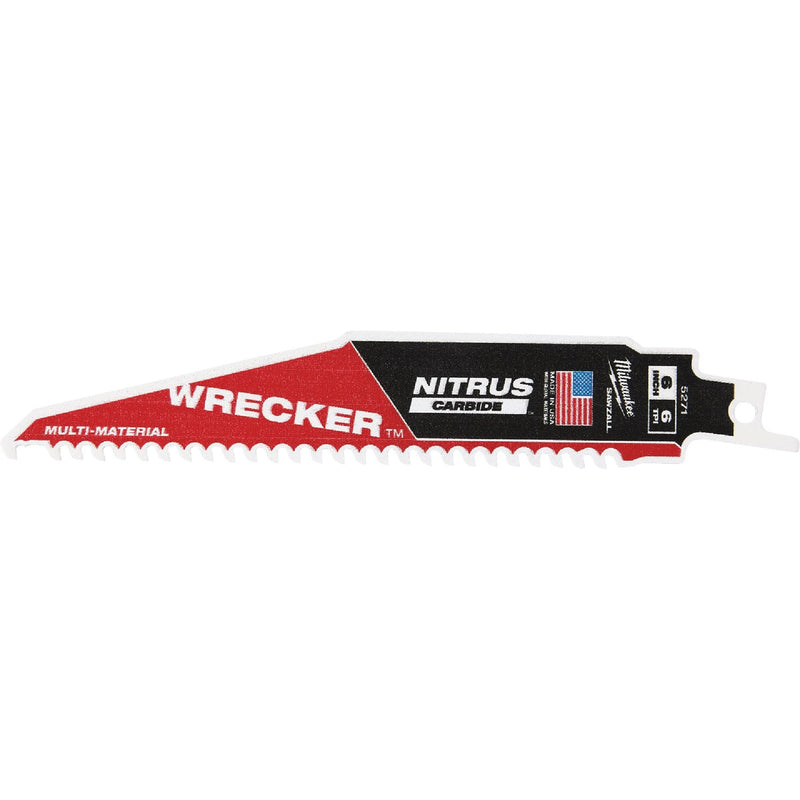 Milwaukee SAWZALL The WRECKER 6 In. 6 TPI Multi-Material Demolition Reciprocating Saw Blade with Nitrus Carbide Teeth