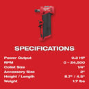 Milwaukee M12 FUEL 12 Volt Lithium-Ion Brushless 1/4 In. Right Angle Cordless Die Grinder (Tool Only)