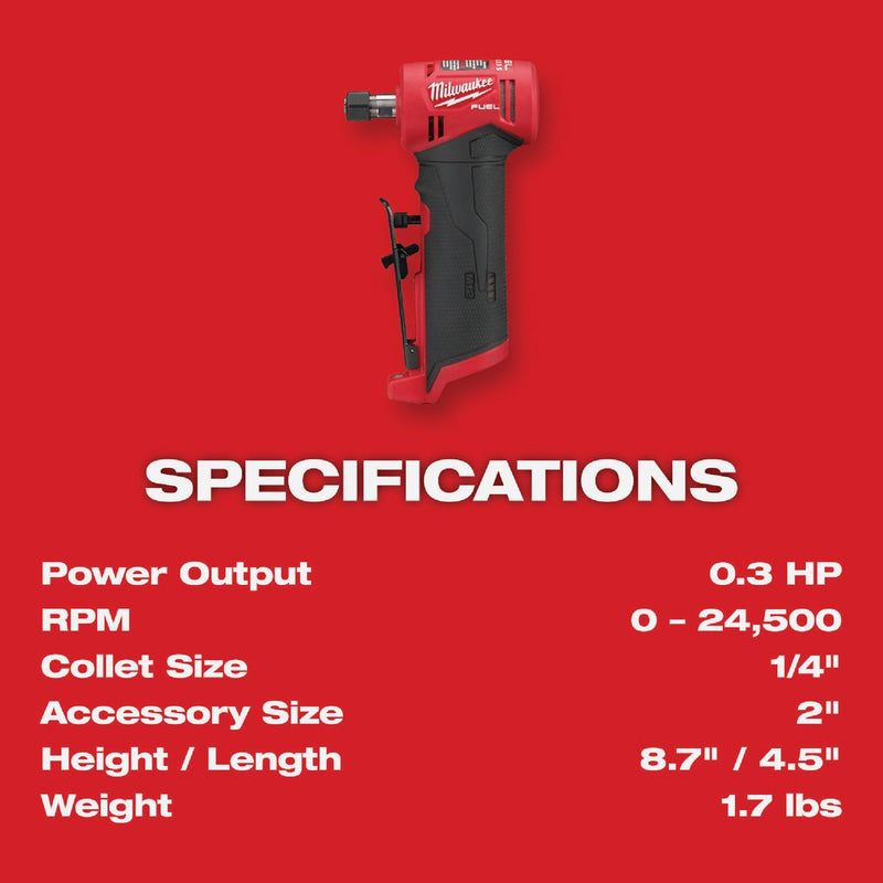 Milwaukee M12 FUEL 12 Volt Lithium-Ion Brushless 1/4 In. Right Angle Cordless Die Grinder (Tool Only)