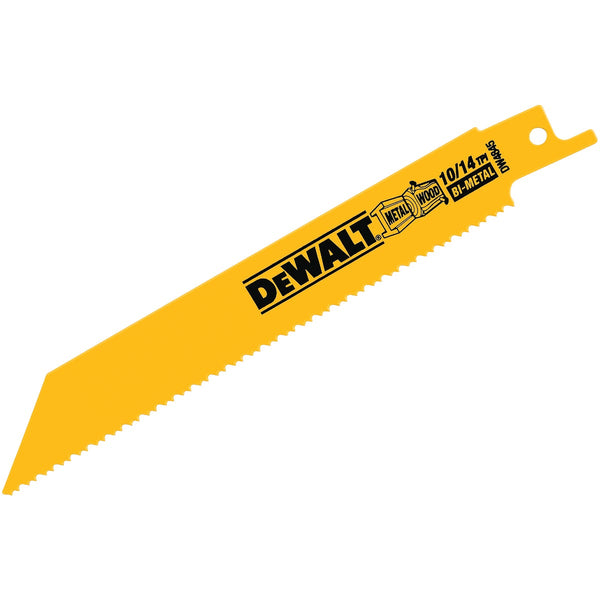DeWalt 6 In. 10/14 TPI Wood/Metal Reciprocating Saw Blade (5-Pack)