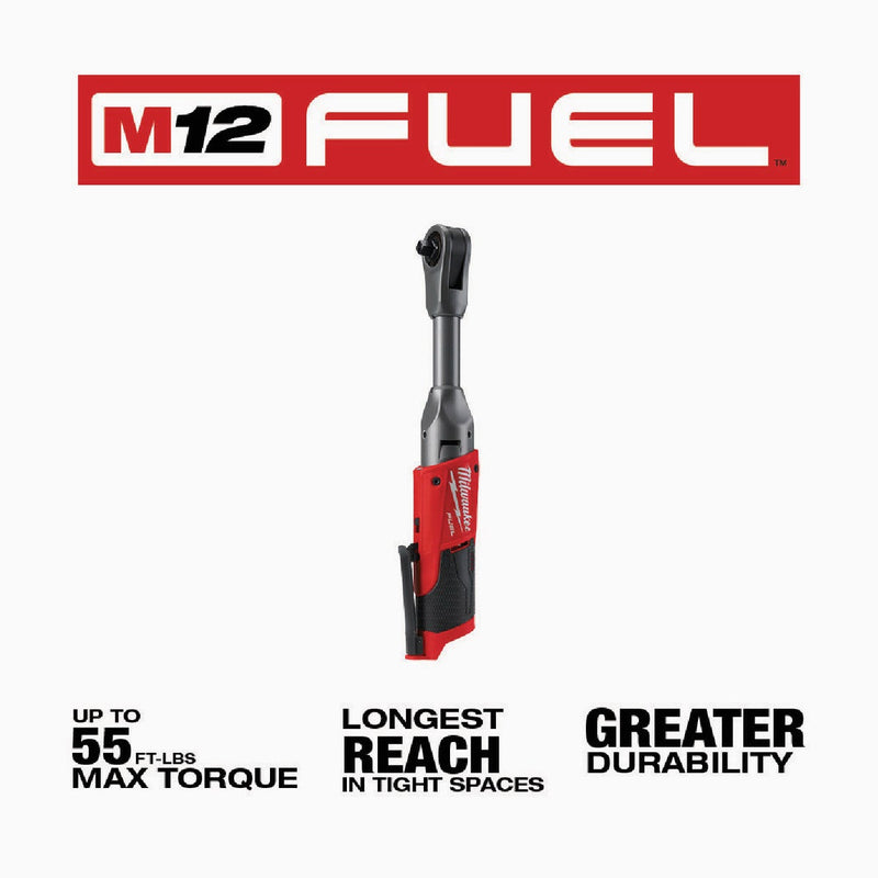 Milwaukee M12 FUEL 12-Volt Lithium-Ion Brushless 3/8 In. Extended Reach Cordless Ratchet (Tool Only)