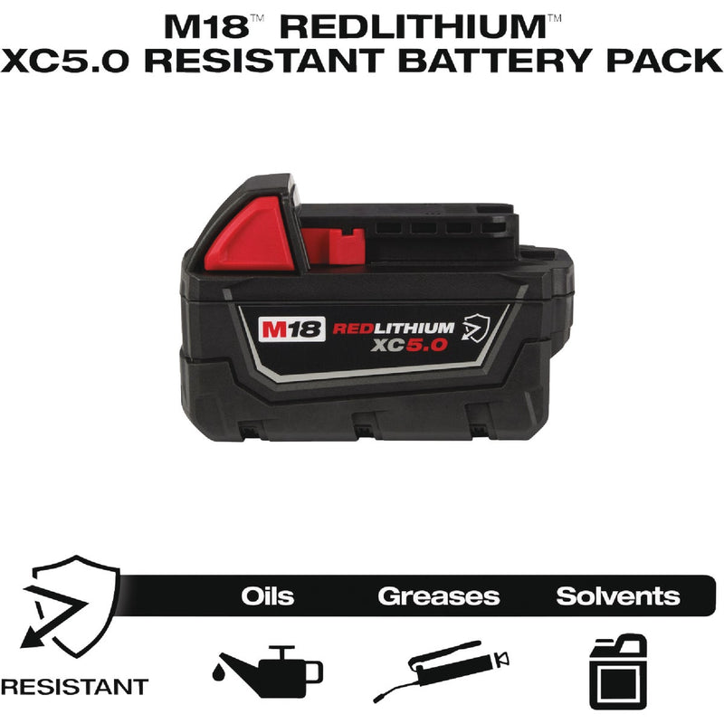 Milwaukee M18 REDLITHIUM Lithium-Ion 5.0 Ah Extended Capacity Resistant Tool Battery