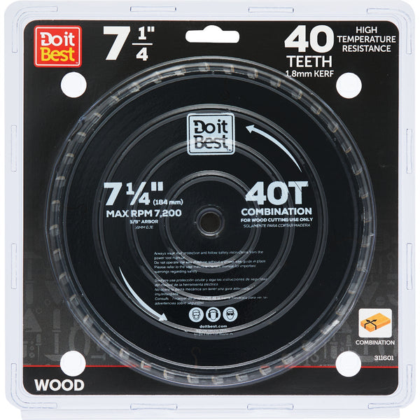 Do it Best 7-1/4 In. 40-Tooth Cutoff/Rip Circular Saw Blade