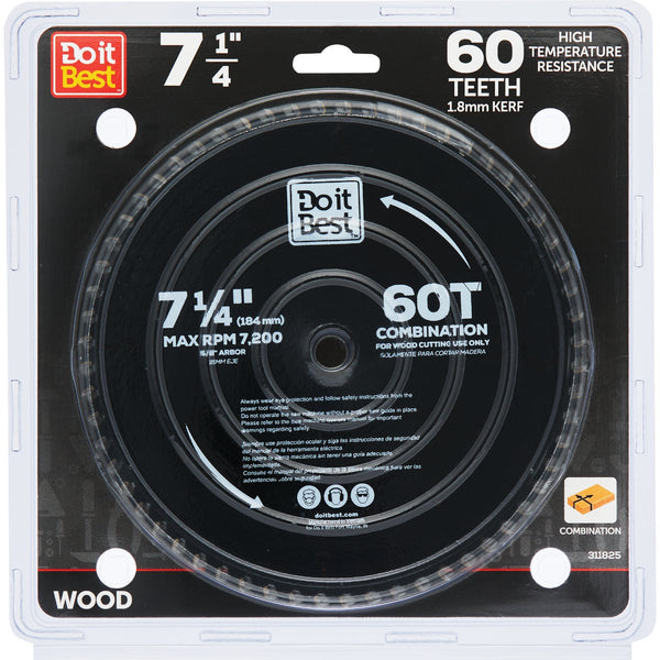 Do it Best Master Combination 7-1/4 In. 60-Tooth Crosscut/Rip Circular Saw Blade