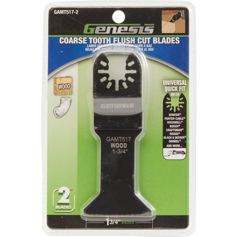 Genesis 1-3/4 In. HCS Coarse Tooth Flush Cut Oscillating Blade (2-Pack)