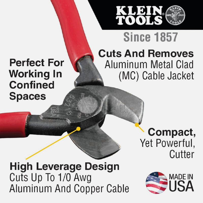 Klein 6.6 In. 1/0 AWG Aluminum & 1/0 AWG Copper Compact Cable Cutter