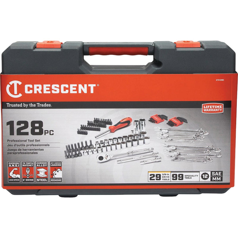 Crescent 3/8 In. Drive 12-Point Standard/Metric Mechanic & Automotive Tool Set (128-Piece)