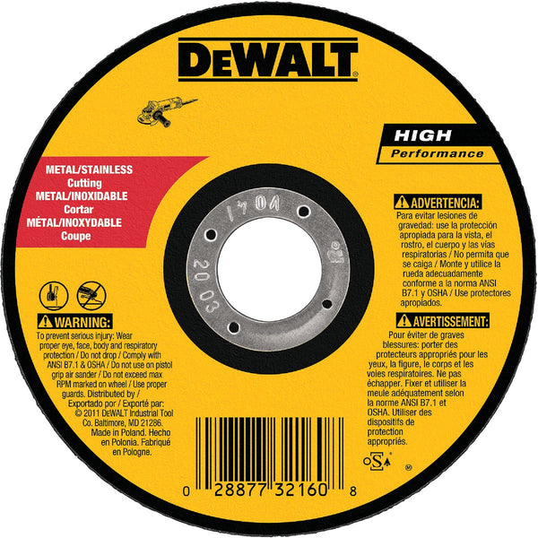 DEWALT HP Type 1 5 In. x 0.045 In. x 7/8 In. Metal/Stainless Cut-Off Wheel