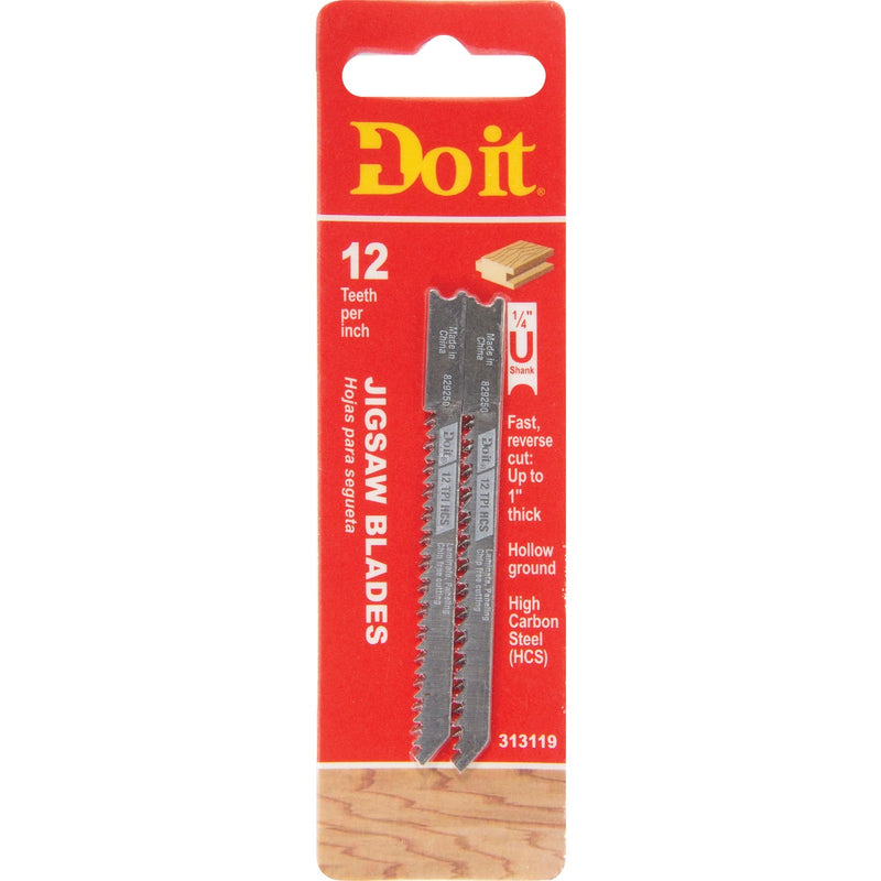 Do it Best U-Shank 3-1/8 In. x 12 TPI High Carbon Steel Reverse Cut Jig Saw Blade, Wood/Laminate (2-Pack)