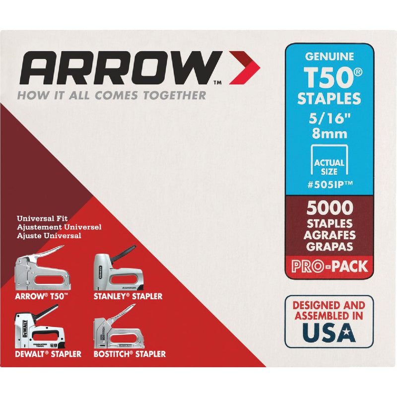 Arrow T50 Pro-Pack Heavy-Duty Staple, 5/16 In. (5000-Pack)