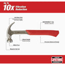 Milwaukee 20 Oz. Smooth-Face Curved Claw Hammer with Steel Handle
