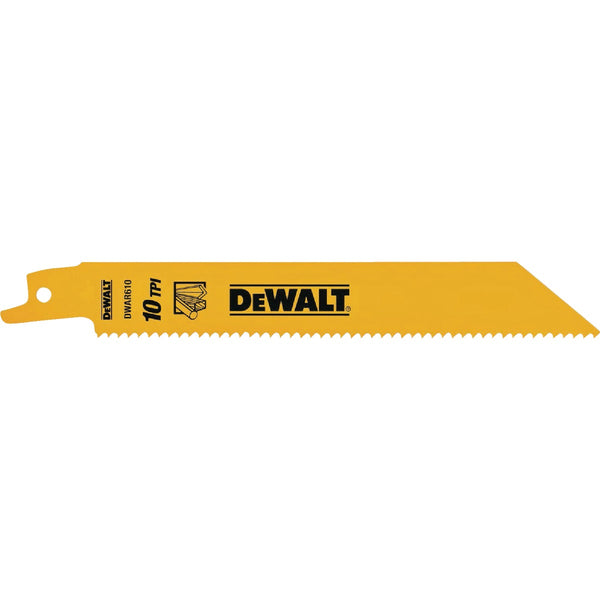 DEWALT 6 In. 10 TPI Bi-Metal Straight Reciprocating Saw Blade (2-Pack)