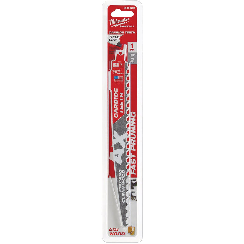 Milwaukee SAWZALL The AX 9 In. 3 TPI Pruning Reciprocating Saw Blade