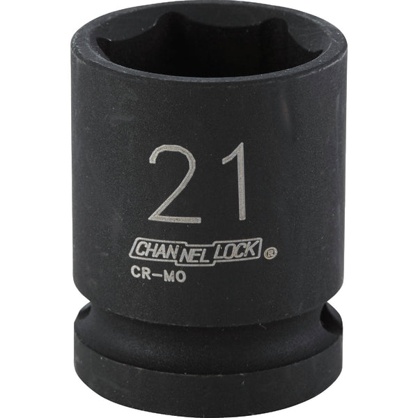 Channellock 1/2 In. Drive 21 mm 6-Point Shallow Metric Impact Socket