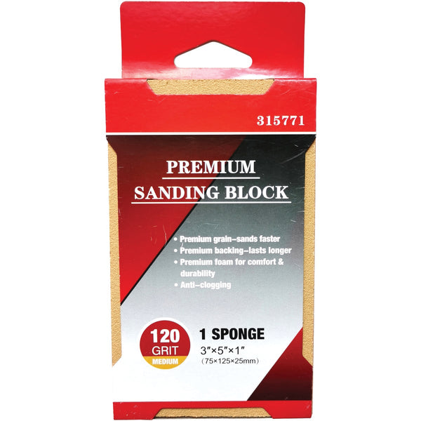 Premium 3 In. x 5 In. x 1 In. 120 Grit Medium Sanding Sponge