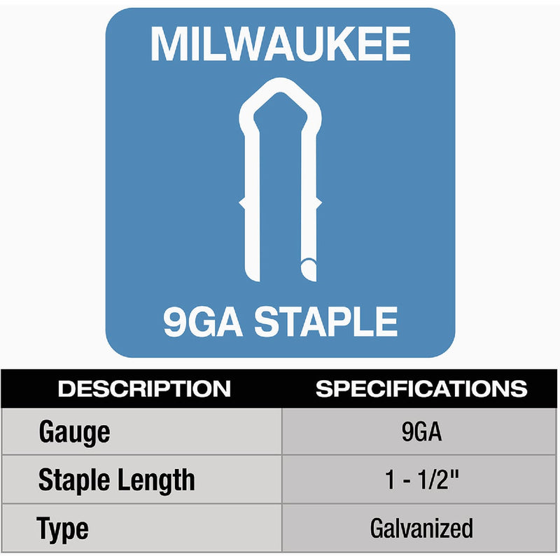 Milwaukee 1-1/2 In. 9 Ga. Galvanized Barbed Collated Fence Staple (960-Count)