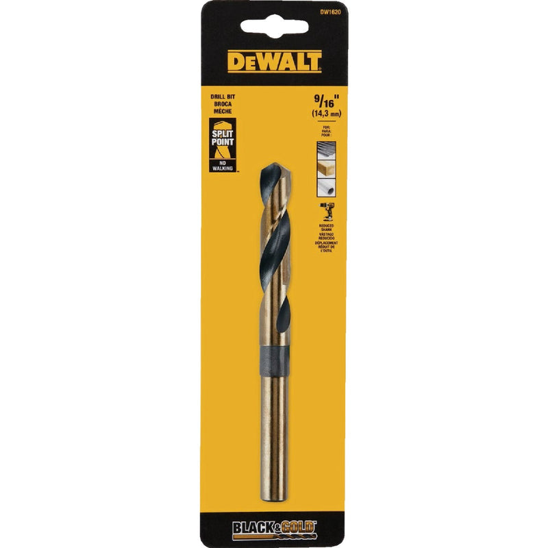 DeWalt 9/16 In. Black & Gold High Speed Steel Drill Bit