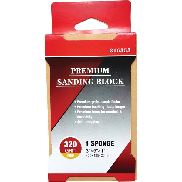 Premium 3 In. x 5 In. x 1 In. 320 Grit Fine Sanding Sponge