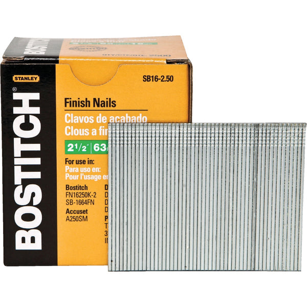 Bostitch 16-Gauge Coated Straight Finish Nail, 2-1/2 In. (2500 Ct.)