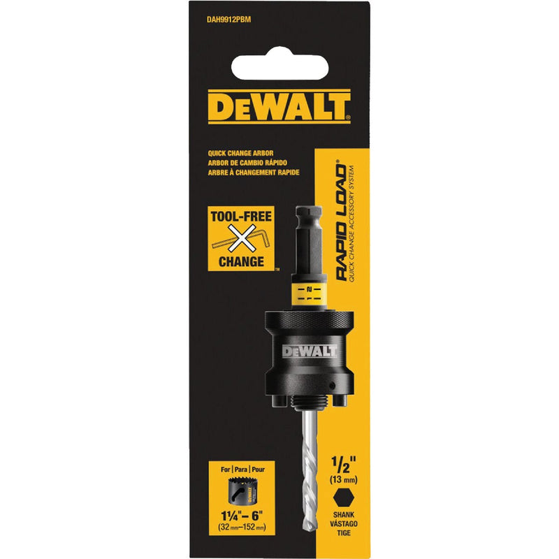 DEWALT 1-1/4 In. - 6 In. Quick Change Arbor 1/2 In. Shank Hole Saw Arbor