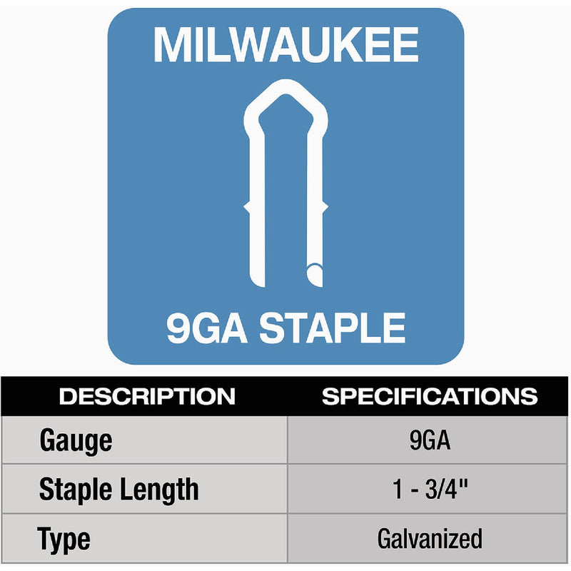 Milwaukee 1-3/4 In. 9 Ga. Galvanized Barbed Collated Fence Staple (960-Count)