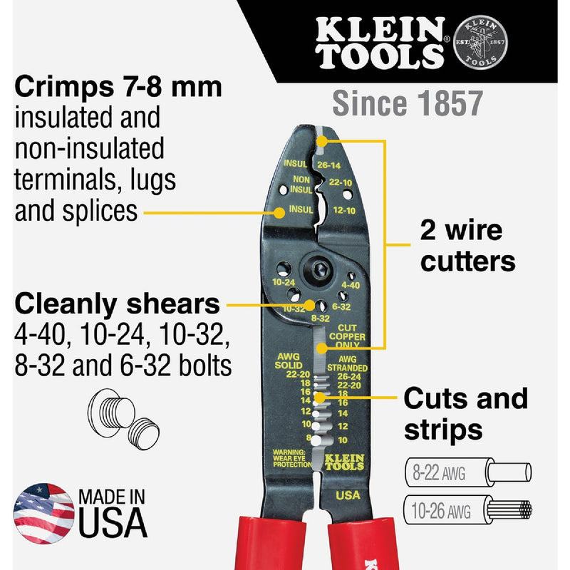 Klein 8-1/2 In. All-Purpose Electrician Crimper & Stripper