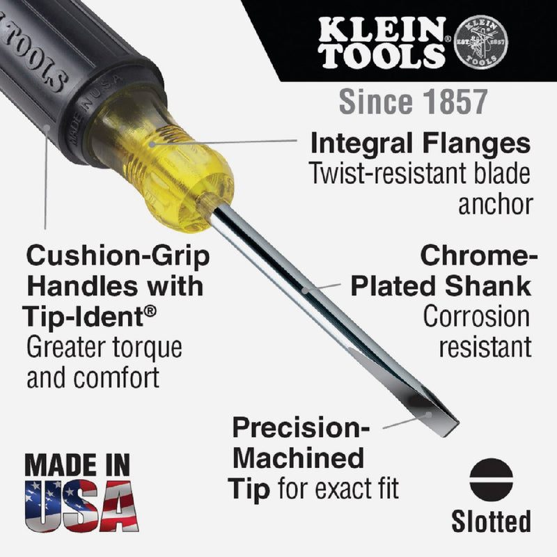 Klein 1/4 In. x 4 In. Square Shank Slotted Screwdriver