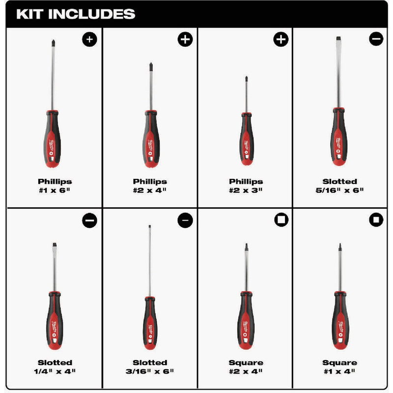 Milwaukee Screwdriver Set with Square Drive (8-Piece)