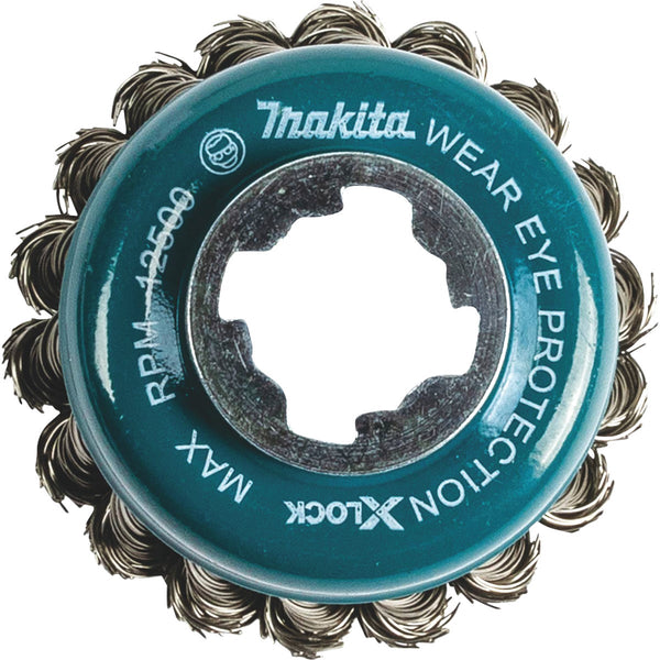 Makita X-LOCK 3-1/8 In. Knotted 0.02 In. Stainless Steel Cup Angle Grinder Wire Brush