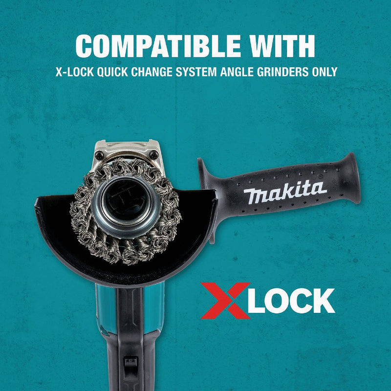 Makita X-LOCK 3-1/8 In. Knotted 0.02 In. Stainless Steel Cup Angle Grinder Wire Brush