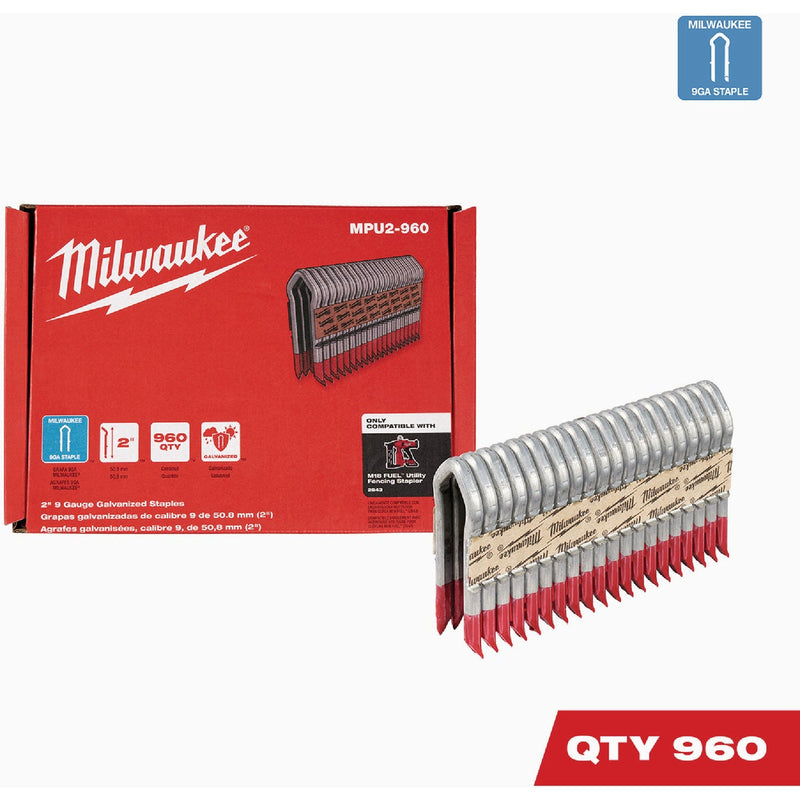 Milwaukee 2 In. 9 Ga. Galvanized Barbed Collated Fence Staple (960-Count)