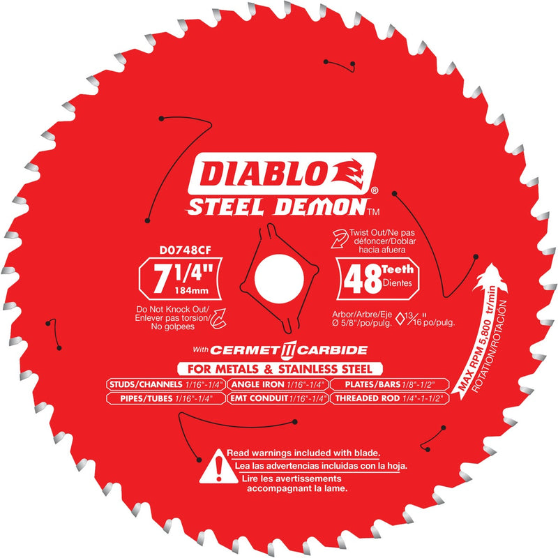 Diablo Steel Demon 7-1/4 In. 48-Tooth Cermet II Carbide Metals & Stainless Steel Circular Saw Blade