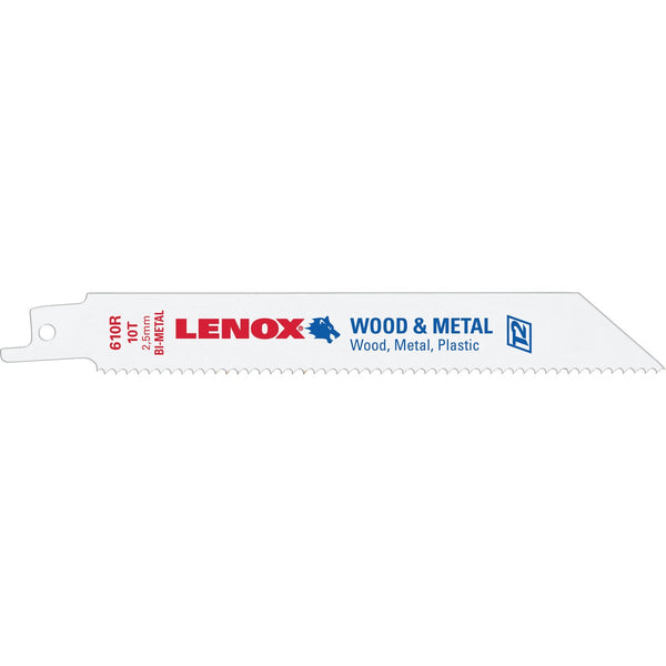 Lenox 6 In. 10 TPI Wood/Metal Reciprocating Saw Blade