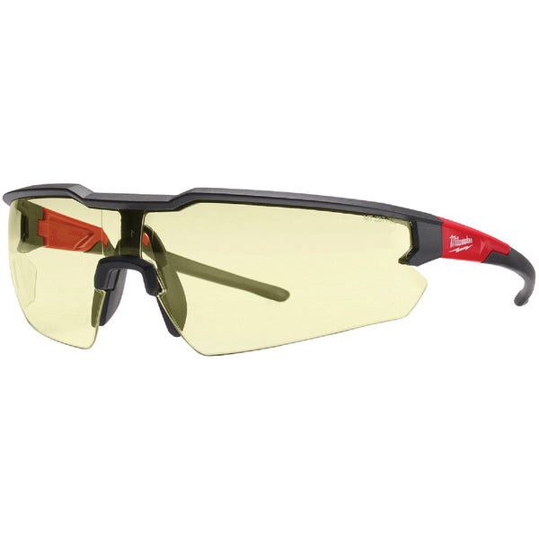 Milwaukee Red & Black Frame Safety Glasses with Yellow Anti-Scratch Lenses