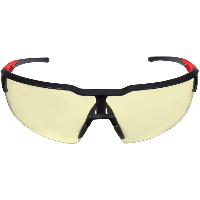 Milwaukee Red & Black Frame Safety Glasses with Yellow Anti-Scratch Lenses