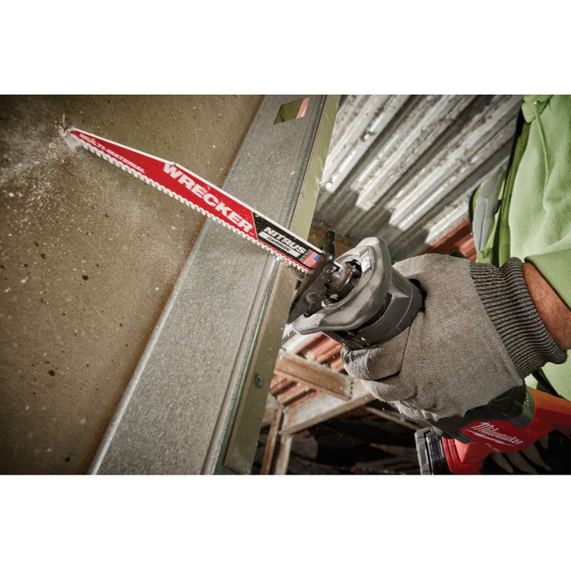 Milwaukee SAWZALL The WRECKER 9 In. 6 TPI Multi-Material Demolition Reciprocating Saw Blade with Nitrus Carbide Teeth