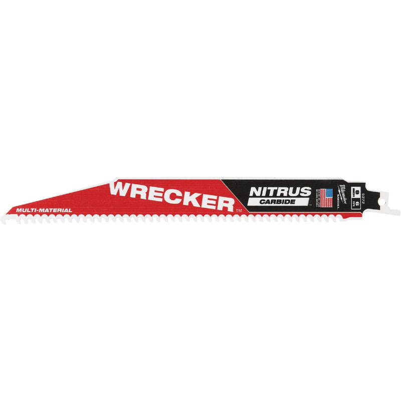 Milwaukee SAWZALL The WRECKER 9 In. 6 TPI Multi-Material Demolition Reciprocating Saw Blade with Nitrus Carbide Teeth