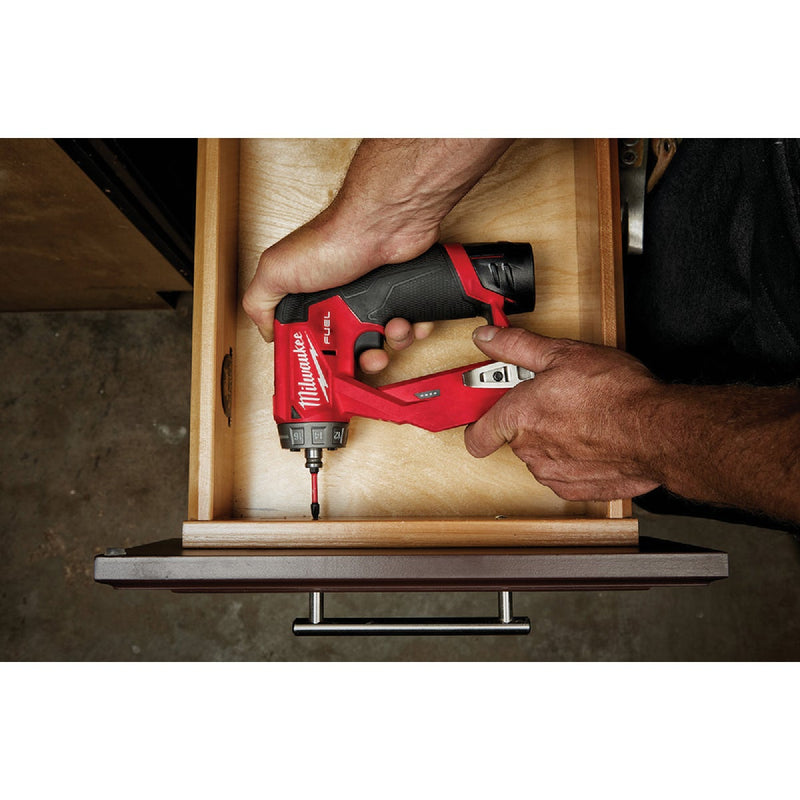 Milwaukee M12 FUEL Brushless 3/8 In. Installation Cordless Drill/Driver Kit with 4-Tool Heads & (2) 2.0 Ah Batteries & Charger