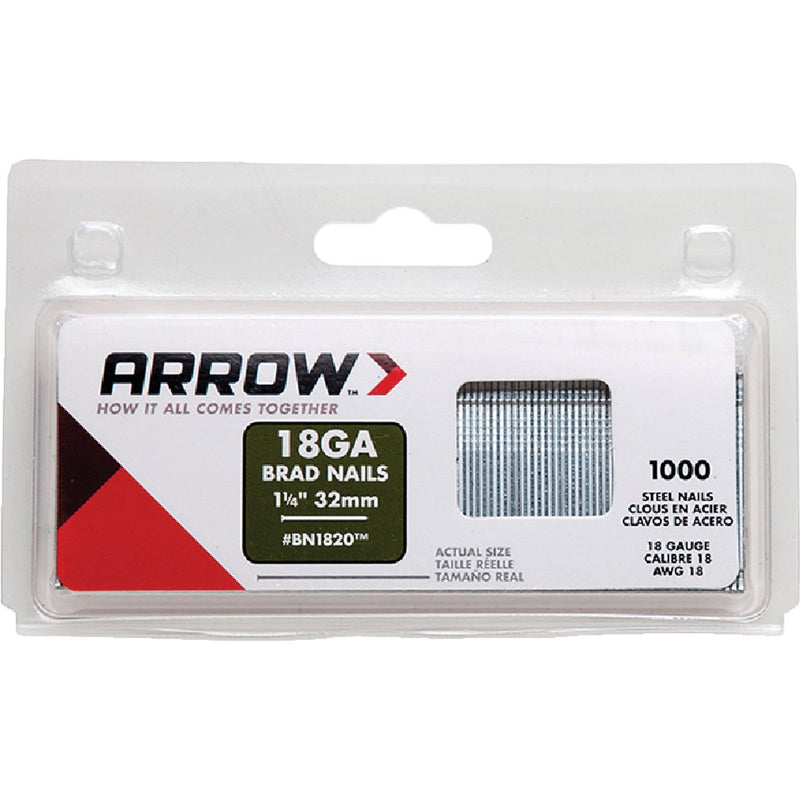 Arrow 18-Gauge Steel Brad Nail, 1-1/4 In. (1000-Pack)