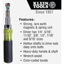 Klein Standard 7-in-1 Multi-Nut Driver with 4 In. Hollow Shank
